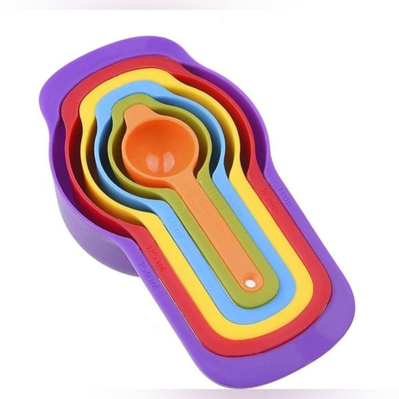 6piece multicolor hard silicone Nested Measuring Spoons new - Picture 3 of 6